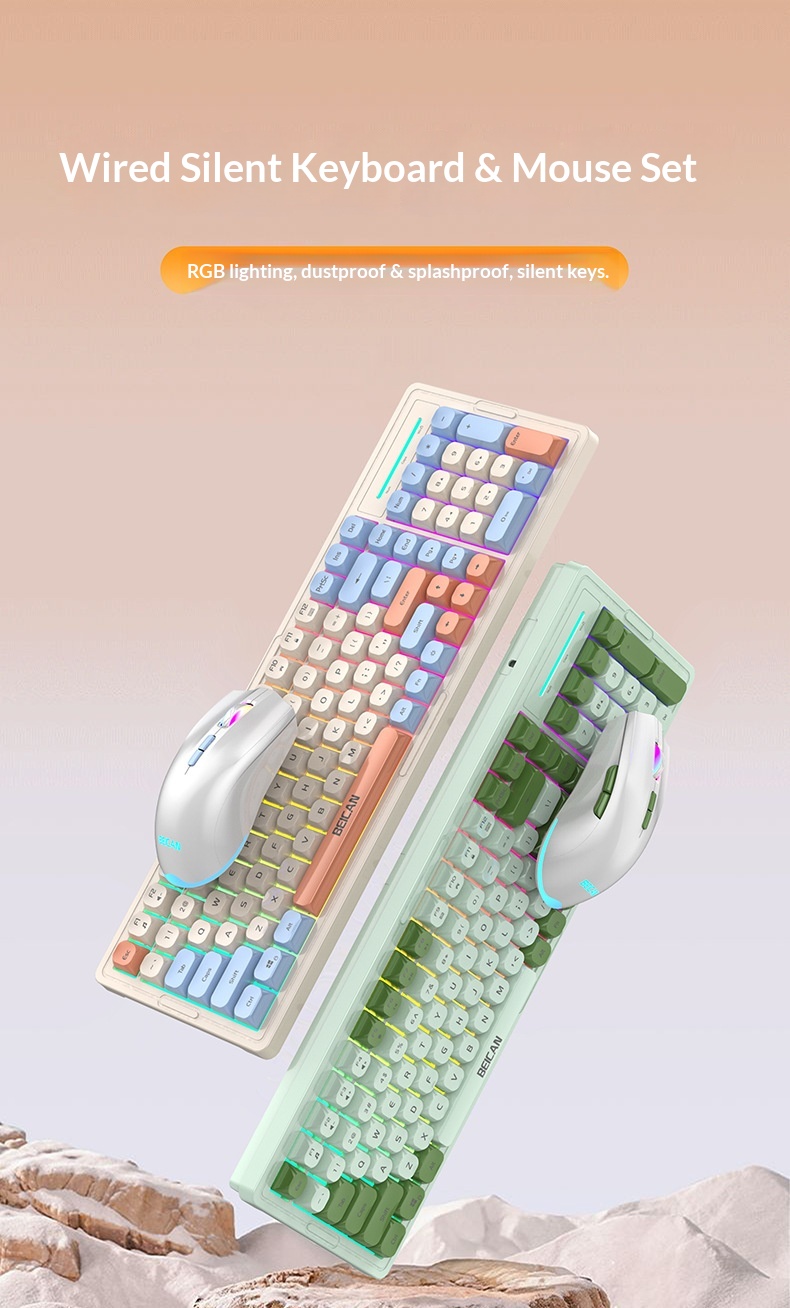 Wired Glowing Mechanical Feel Gaming E-sports Laptop Desktop Computer Peripheral Membrane Keyboard Mouse Set_voghion.com