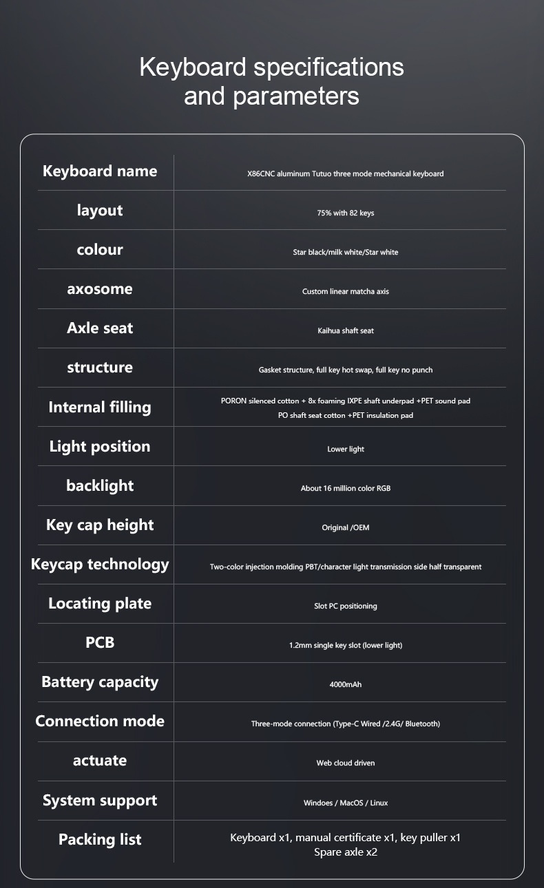 Teclado mecánico Attack Shark X86 con acabado de aluminio, RGB, inalámbrico, Bluetooth y estructura de junta de tres modos._voghion.com