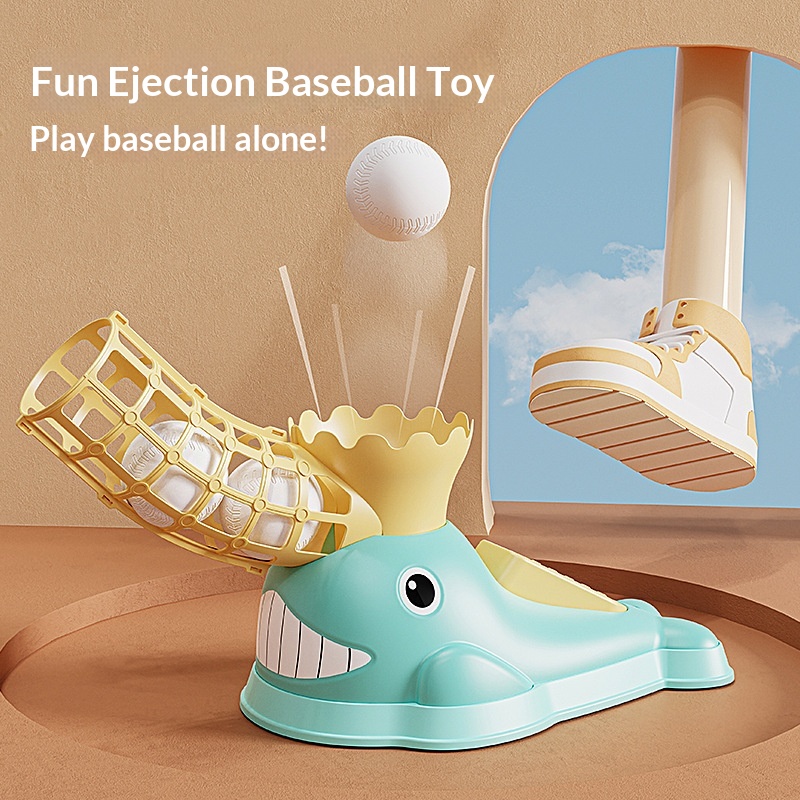 Fun New Children's Baseball Toy Launcher Foot-Pedal Ejection Ball Indoor And Outdoor Sports Pitching Practice Machine_voghion.com