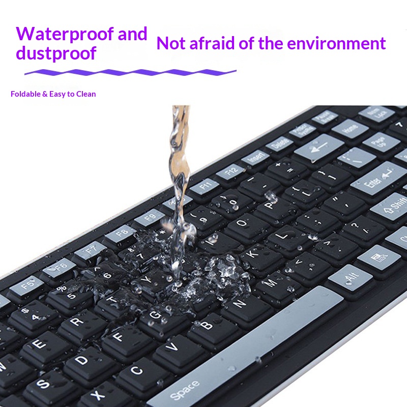 USB Wireless Silicone Foldable Silent Desktop Computer Laptop Office Universal Portable Waterproof Soft Keyboard_voghion.com