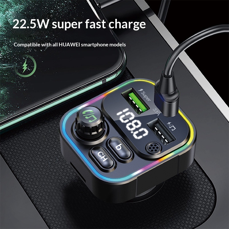 Cross-border New Bluetooth MP3 Super Fast Charging Multi-functional Car Player Charger FM Transmitter_voghion.com