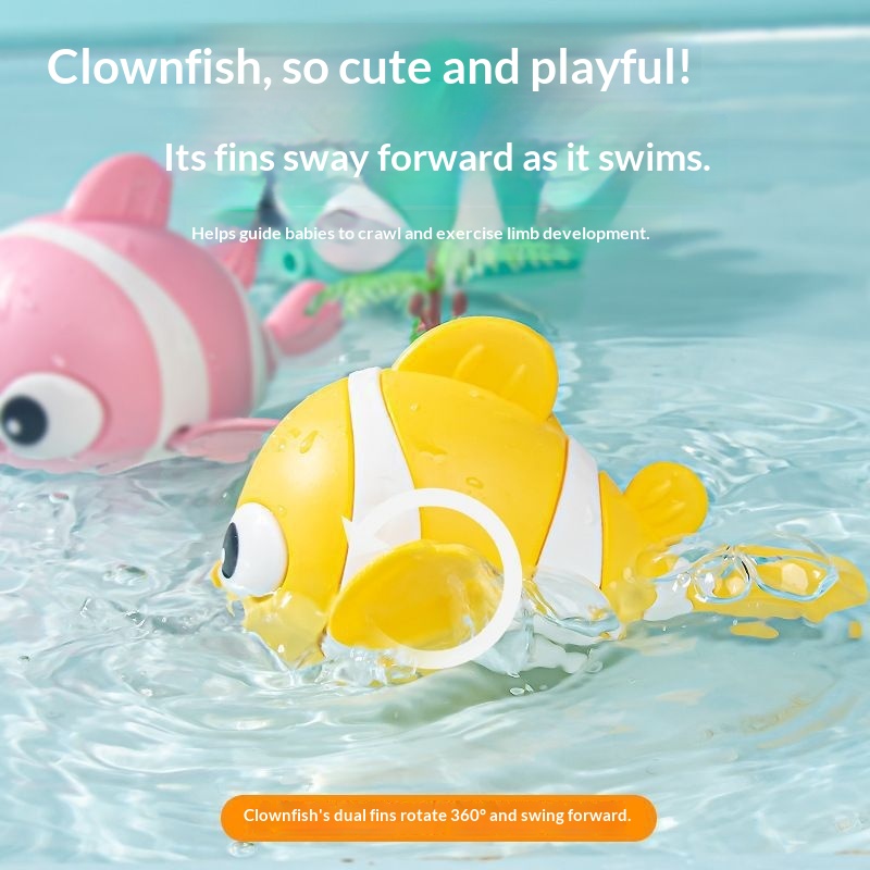 Cross-Border Children's Bath Baby Clownfish Wind-Up Swimming Animal Bathroom Water Play Toys_voghion.com