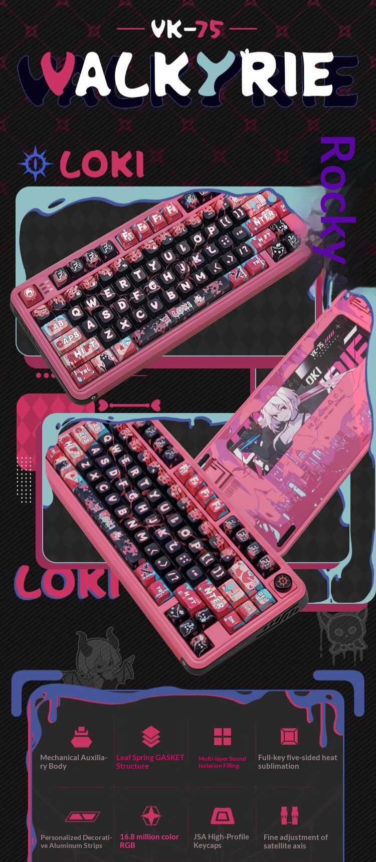 VALKYRIE VK75 Anpassbare mechanische Tastatur mit Tri-Mode 2,4 GHz/Kabelgebunden/Bluetooth Lineare Schalter_voghion.com