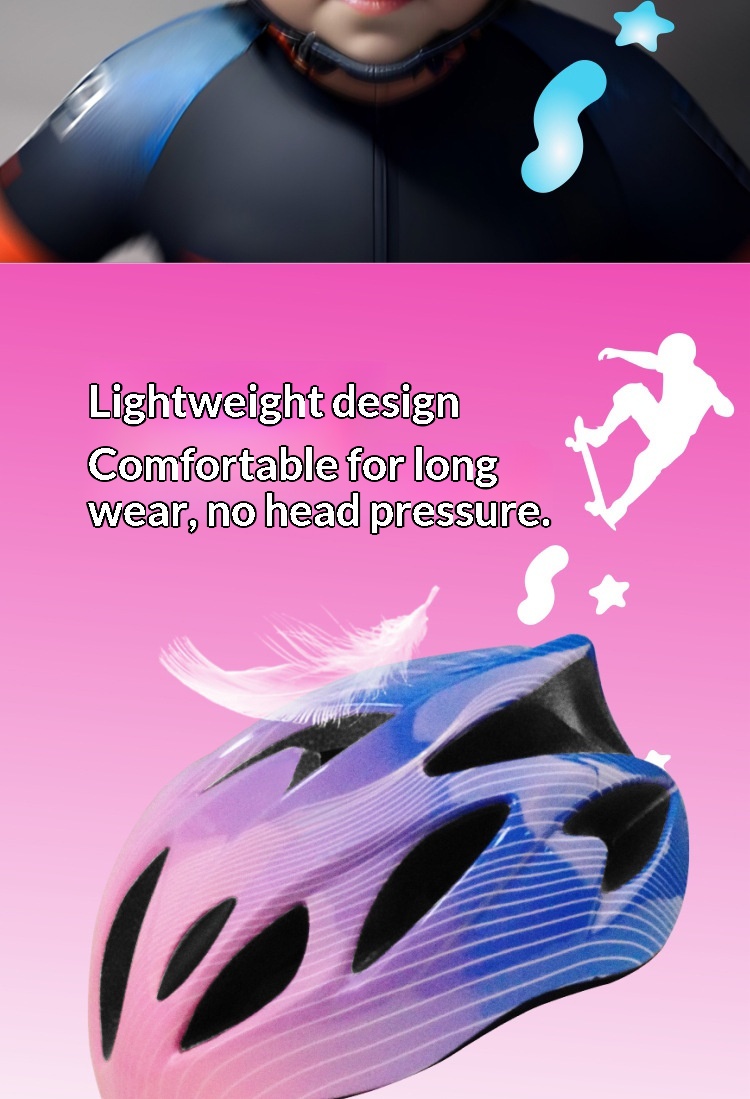 Children's Gradient Wave Pattern Lightweight Breathable Helmet_voghion.com