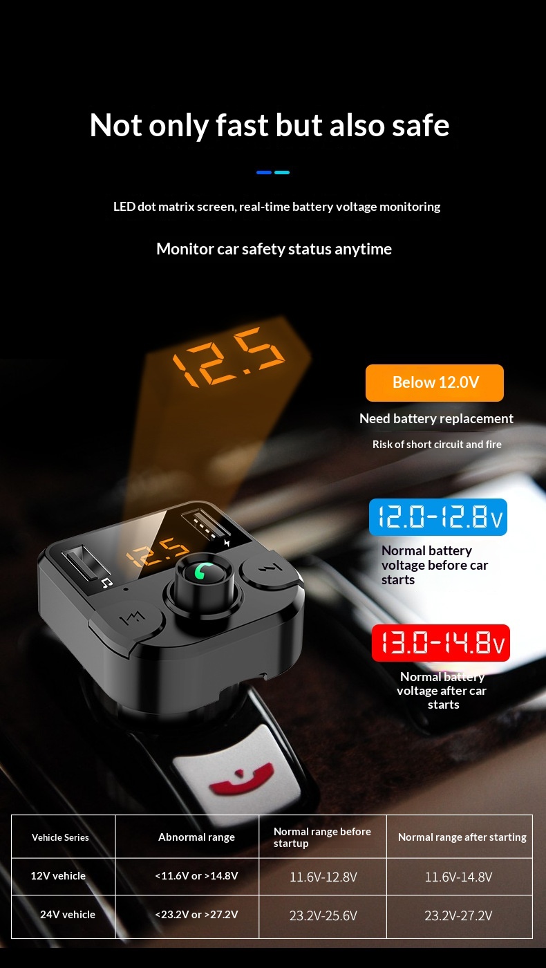 Bluetooth fm transmitter auto carkit met handsfree en mp3 speler_voghion.com