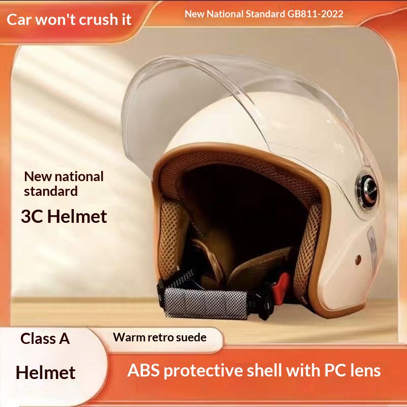 Elektrofahrrad für Damen und Herren, winterfester, warmer und niedlicher Fahrradhelm, Motorrad-Halbhelm_voghion.com