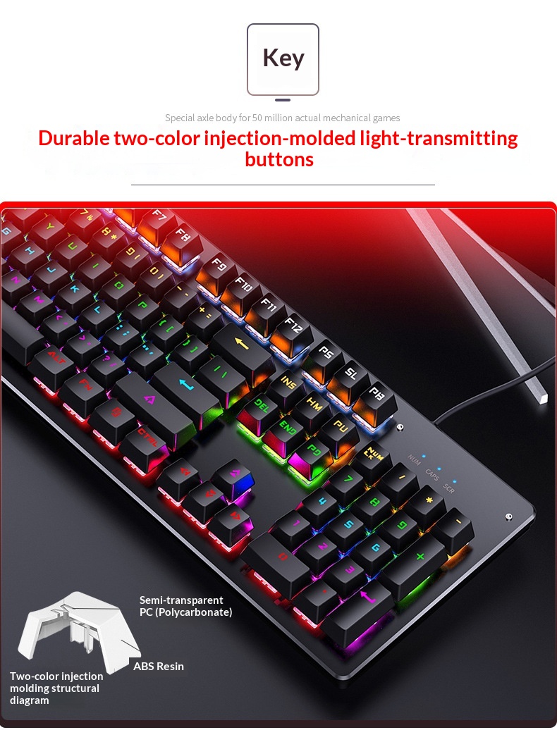Silver Eagle Summoner True Mechanical Keyboard, Swappable Switches, Gaming Green Switch, Punk Style, Wired USB,_voghion.com