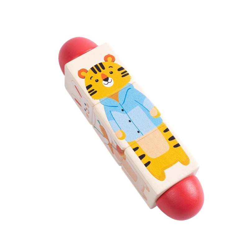 Quebra-cabeça de blocos giratórios para jardim de infância, de 3 a 6 anos, educativo, para aprendizagem precoce, interativo para pais e filhos._voghion.com