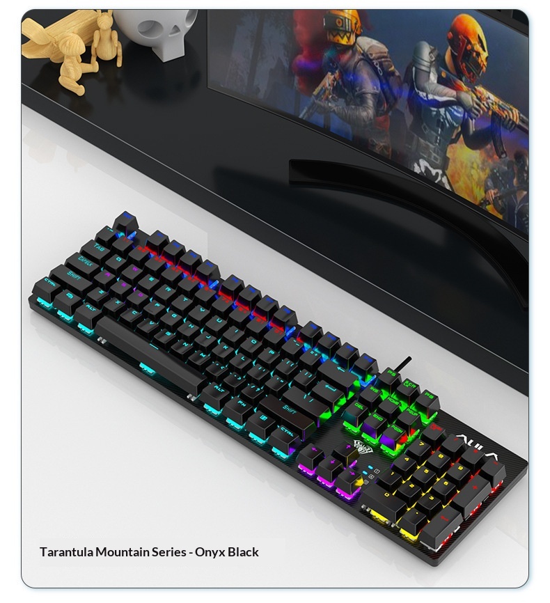 Tastiera USB luminosa Wolf Spider S2022 Meccanica Verde Axis per computer desktop e portatili, ideale per giochi e-sport._voghion.com