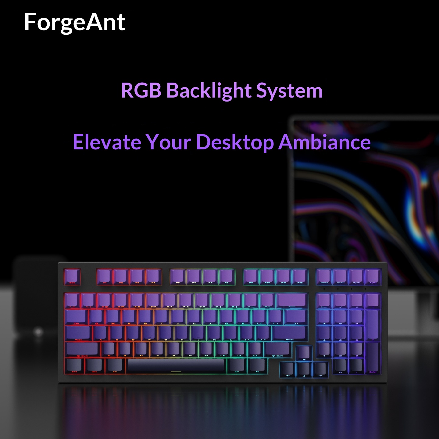 F98PRO Klavye, Oyun İçin Özelleştirilebilir Kablosuz Üç Modlu RGB Bluetooth Mekanik Klavye_voghion.com