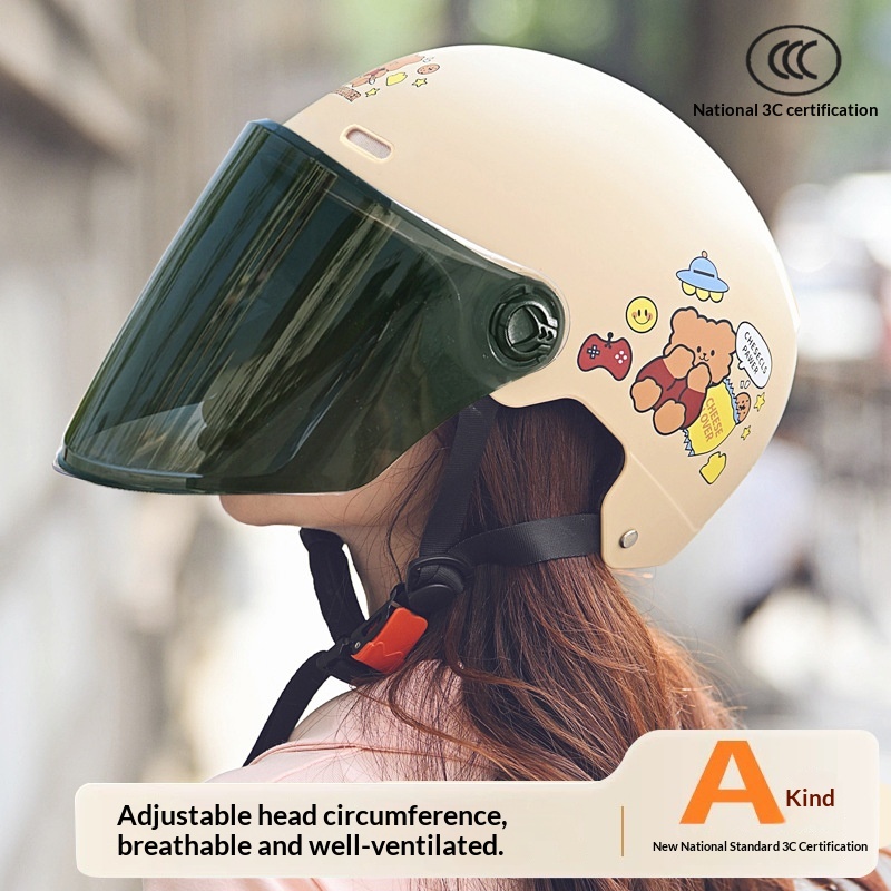 Casco per veicoli elettrici certificato secondo gli standard nazionali per uomo e donna, casco di sicurezza a mezzo casco per moto, nuovo modello estivo_voghion.com