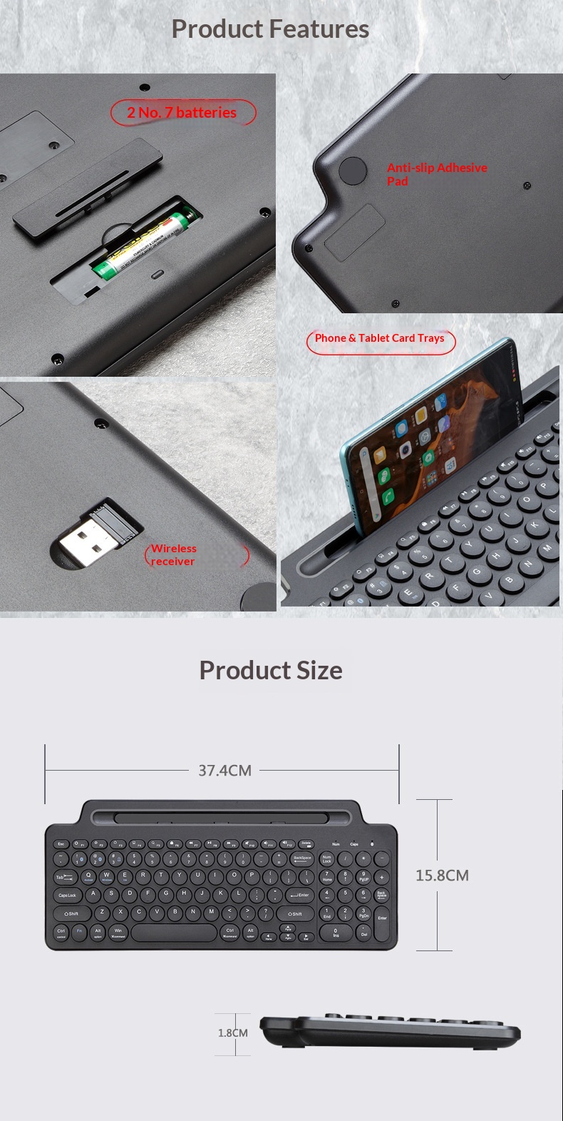 Bluetooth-Funksteckplatz 2,4G Tablet Telefon Computer Smart-Touchpad-Tastatur_voghion.com