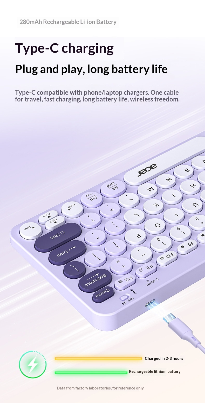 Teclado inalámbrico Bluetooth de modo dual, recargable y silencioso para iPad, teléfono móvil, tableta, ordenador Mac, compacto y bonito._voghion.com