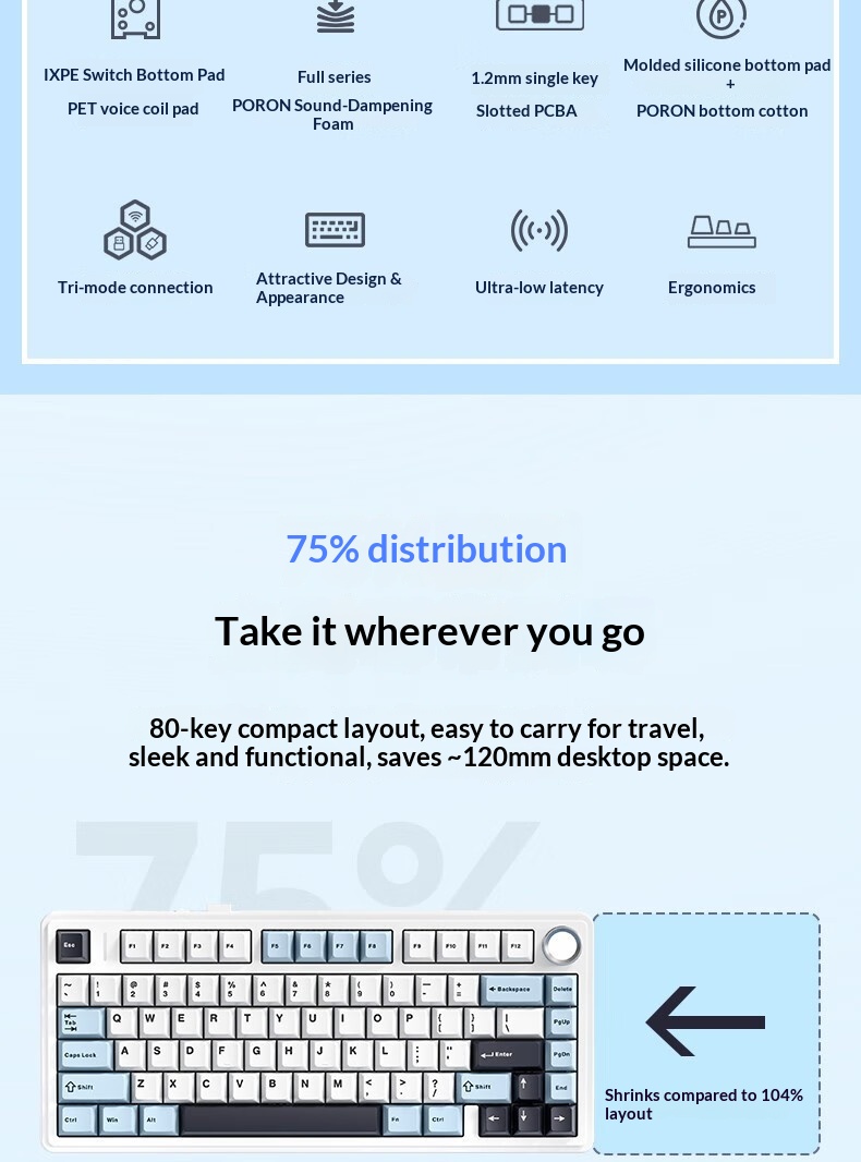 AULA Wolf Spider F75 Wireless Three-Mode Customized Mechanical Keyboard Gaming Gasket Structure Hot-Swappable Bluetooth_voghion.com