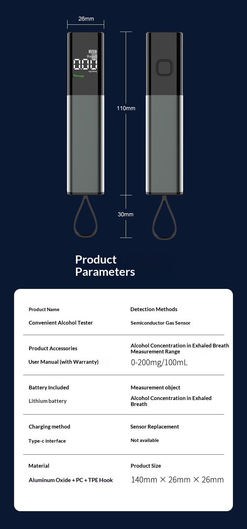 Tester High Precision Blow-Type Drunk Driving Mini Portable Car Alcohol Detector_voghion.com