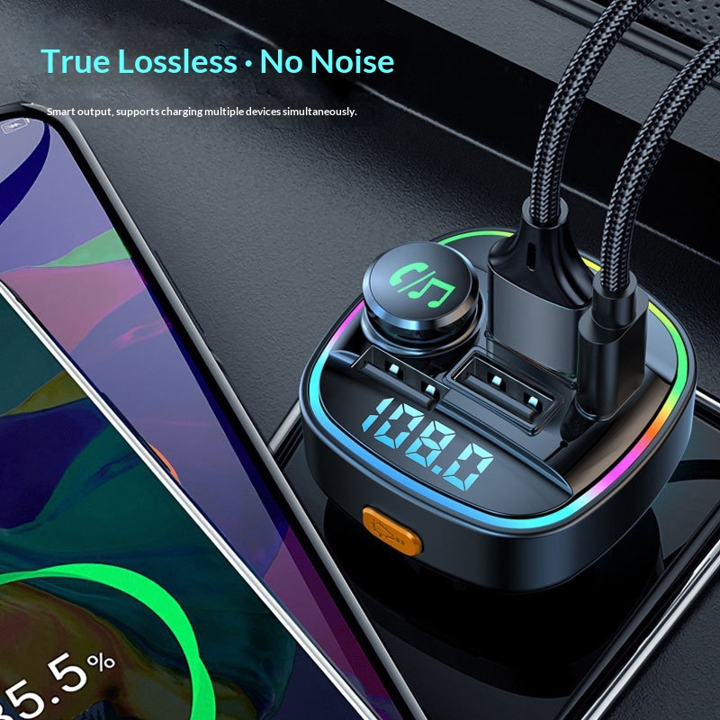 New MP3 Bluetooth Player Lossless Sound Quality Fast Charging Car Charger FM HD Dual Display Transmitter_voghion.com