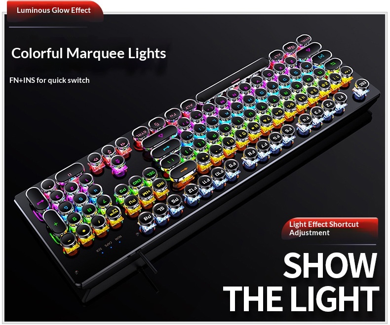 Silver Eagle Summoner True Mechanical Keyboard, Swappable Switches, Gaming Green Switch, Punk Style, Wired USB,_voghion.com