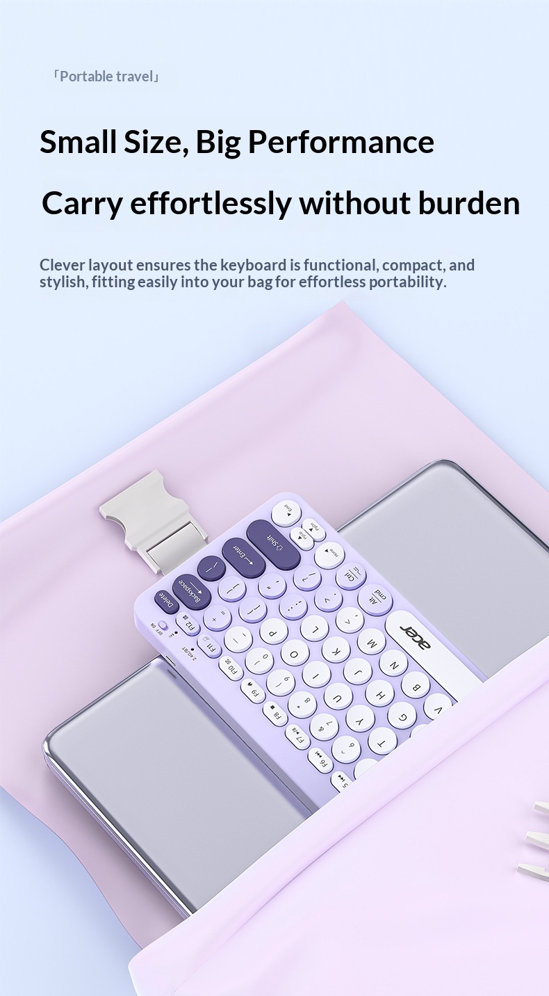 Teclado inalámbrico Bluetooth de modo dual, recargable y silencioso para iPad, teléfono móvil, tableta, ordenador Mac, compacto y bonito._voghion.com