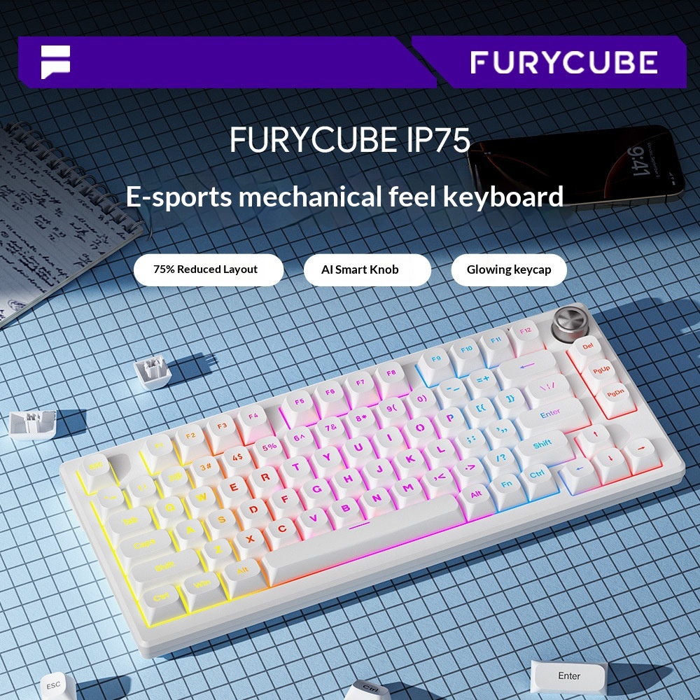 FURYCUBE IP75 Luminous Mechanical Feel Computer Gaming Esports High-Value Wired Silent Keyboard_voghion.com