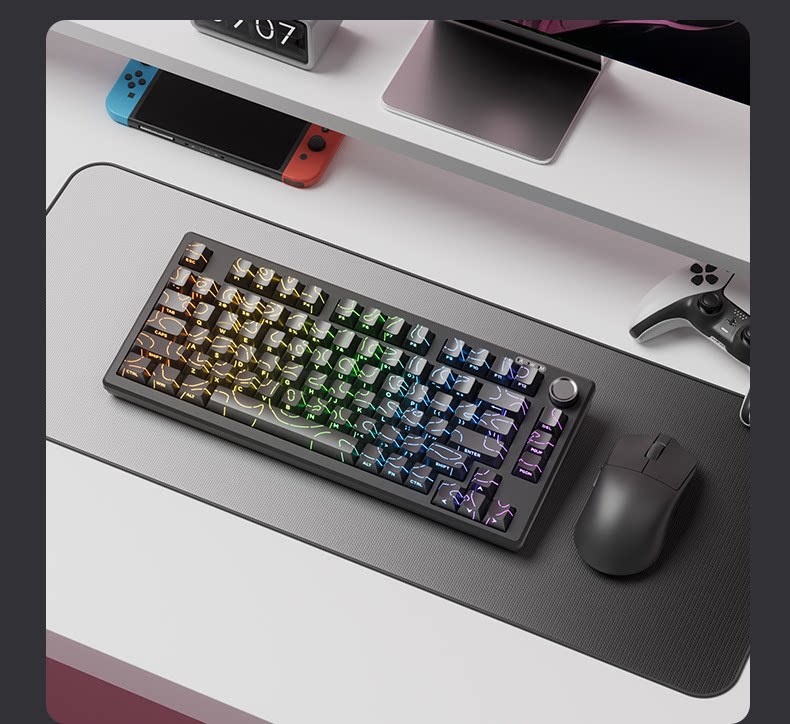 Z75PRO Klein bedraad toetsenbord met mechanisch gevoel, stil, extern, voor laptops, drie modi, speciaal ontworpen voor e-sports gaming_voghion.com