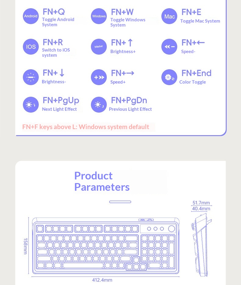 Teclado inalámbrico Bluetooth de tres modos, de alta calidad, para juegos, oficina y escritura, compatible con ordenadores de sobremesa y portátiles. Recargable._voghion.com