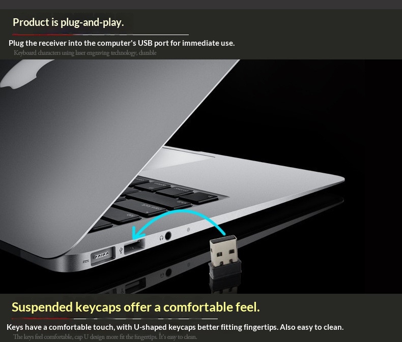 Tastiera wireless per computer Deyilong con sensazione meccanica, batteria silenziosa a basso rumore, per uso domestico_voghion.com