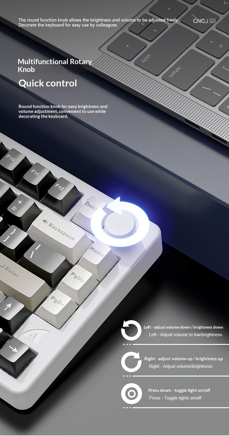 Teclado mecánico Attack Shark X86 con acabado de aluminio, RGB, inalámbrico, Bluetooth y estructura de junta de tres modos._voghion.com