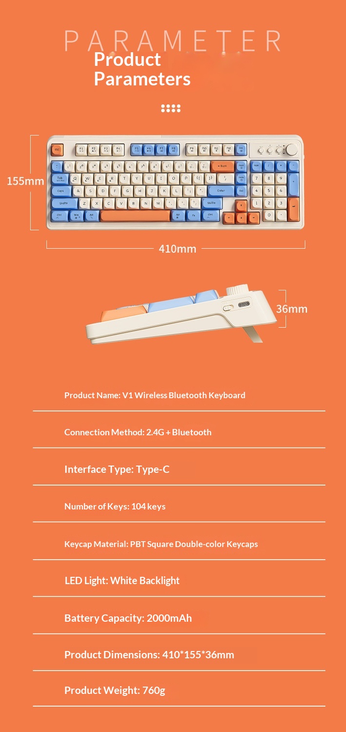 Teclado y ratón inalámbricos Bluetooth Forerunner V1 con tacto mecánico, silenciosos, para hombre y mujer, ideales para la oficina o la oficina. Excelente relación calidad-precio._voghion.com