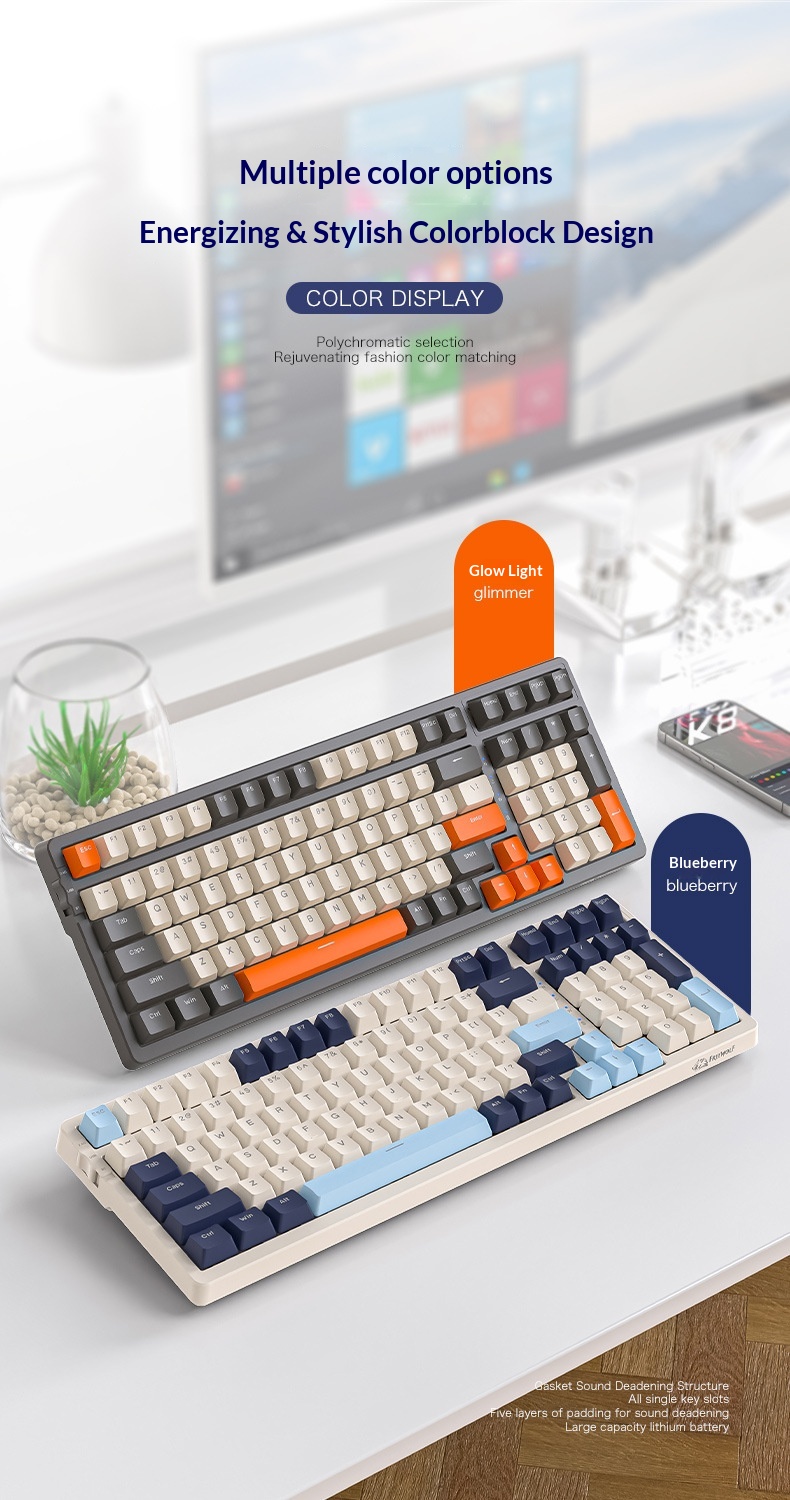 Liberty Wolf K8 Mechanical Keyboard Wireless 2.4G Bluetooth Tri-Mode Hot-Swappable Customizable Gaming Gasket Structure_voghion.com