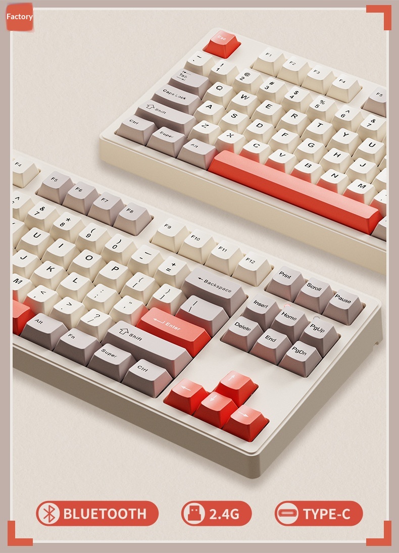 Forerunner Cherry CR108 Mechanical Keyboard Wireless Bluetooth Tri-Mode Gaming Computer Office High Aesthetic_voghion.com