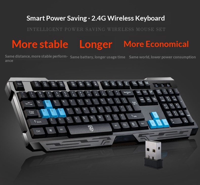 Tastiera wireless per computer Deyilong con sensazione meccanica, batteria silenziosa a basso rumore, per uso domestico_voghion.com