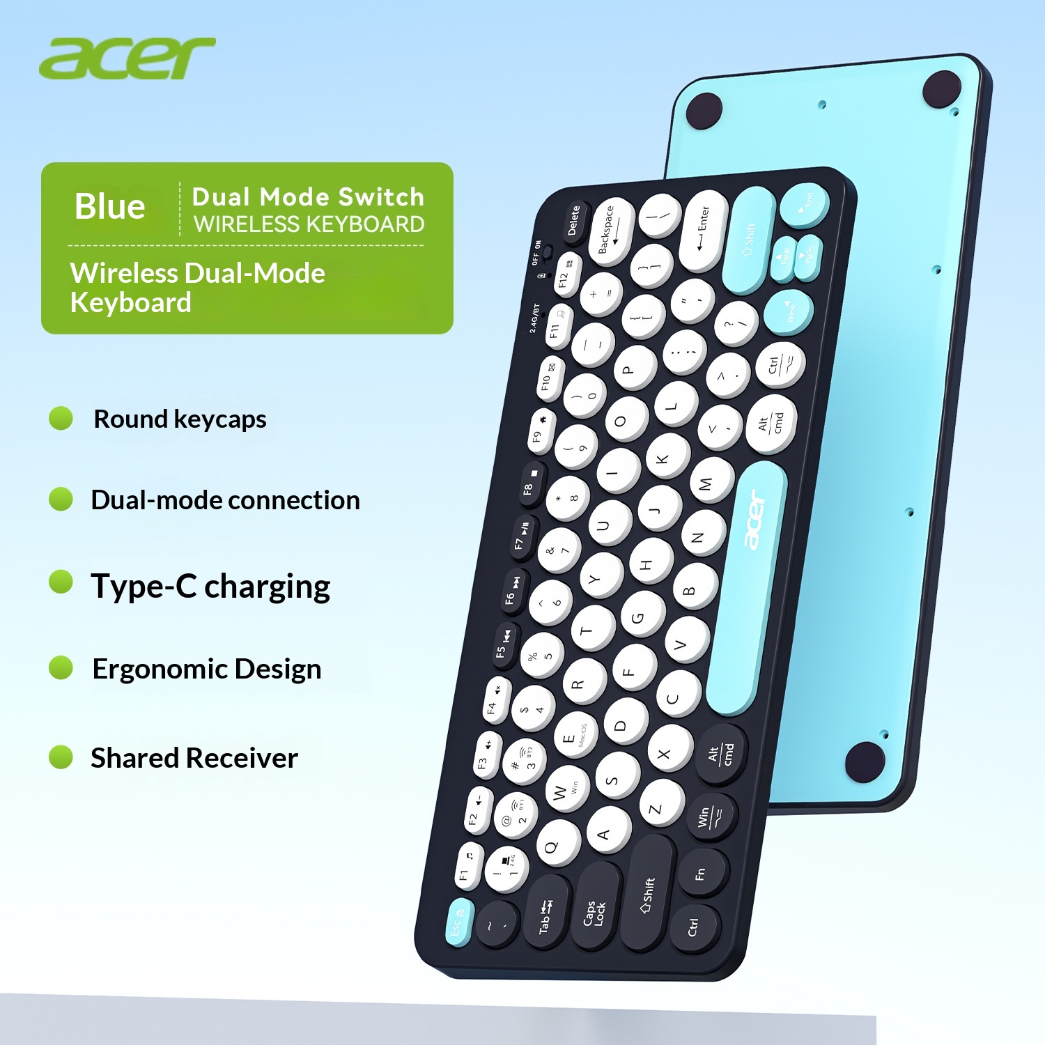 Teclado inalámbrico Bluetooth de modo dual, recargable y silencioso para iPad, teléfono móvil, tableta, ordenador Mac, compacto y bonito._voghion.com