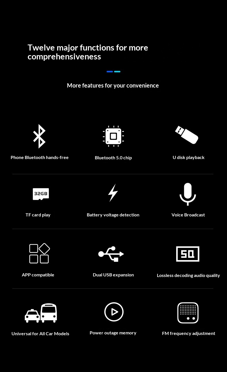 Bluetooth fm transmitter auto carkit met handsfree en mp3 speler_voghion.com