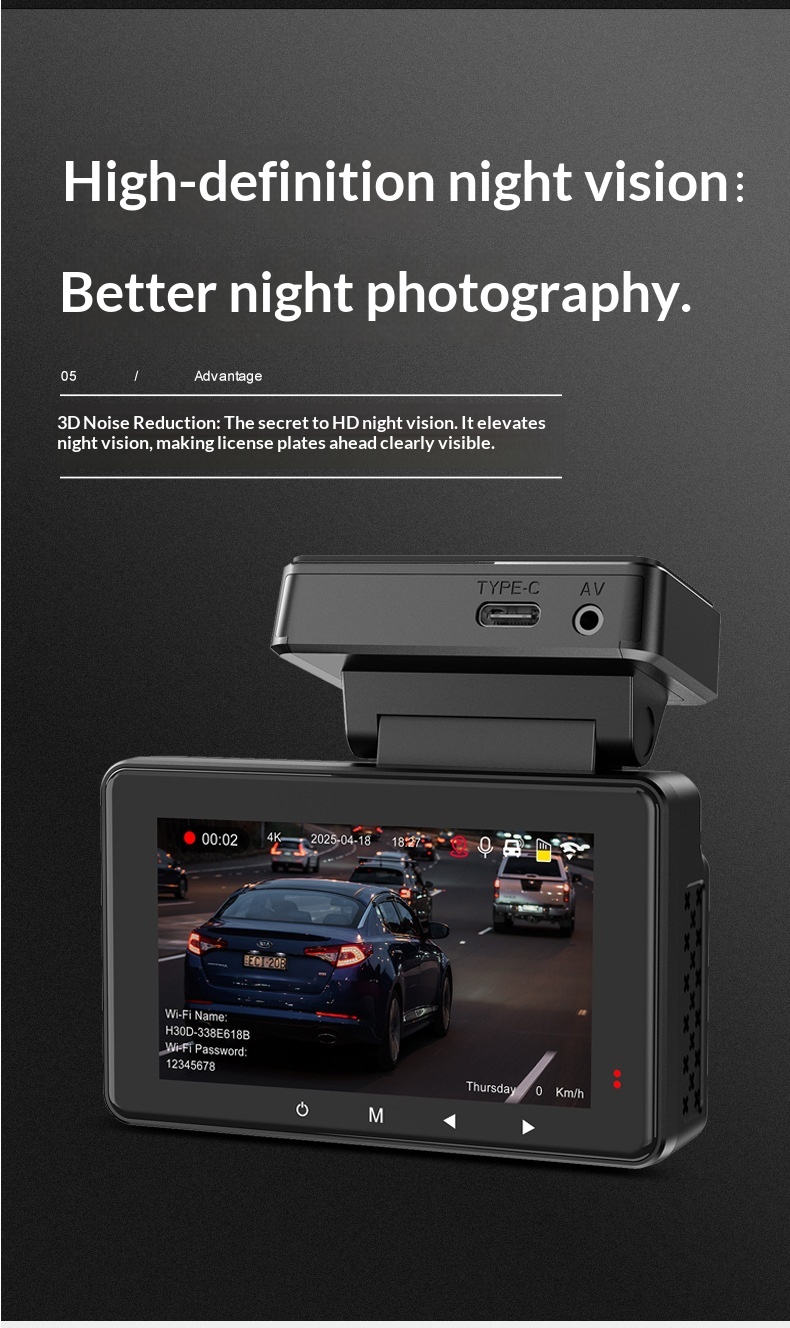 4k Dash Cam With Night Vision Gps And Dual Camera For Vehicles_voghion.com