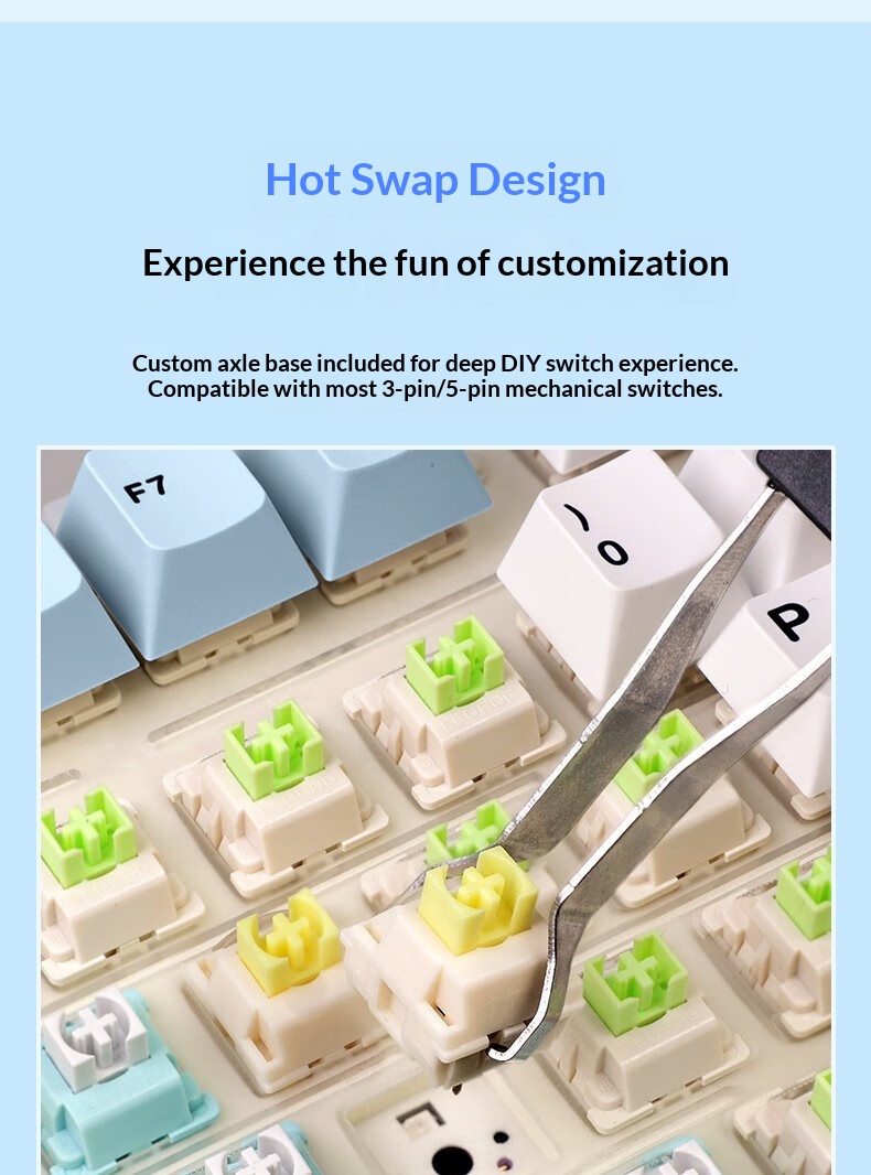 AULA Wolf Spider F75 Wireless Three-Mode Customized Mechanical Keyboard Gaming Gasket Structure Hot-Swappable Bluetooth_voghion.com