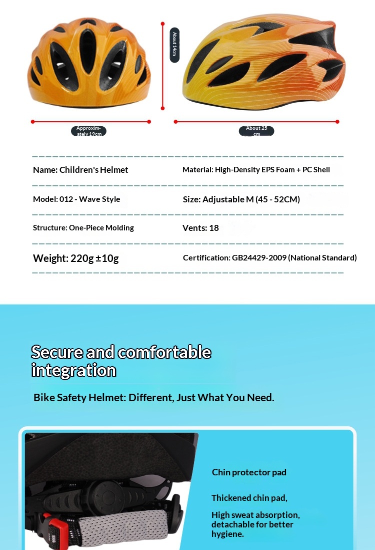 Children's Gradient Wave Pattern Lightweight Breathable Helmet_voghion.com