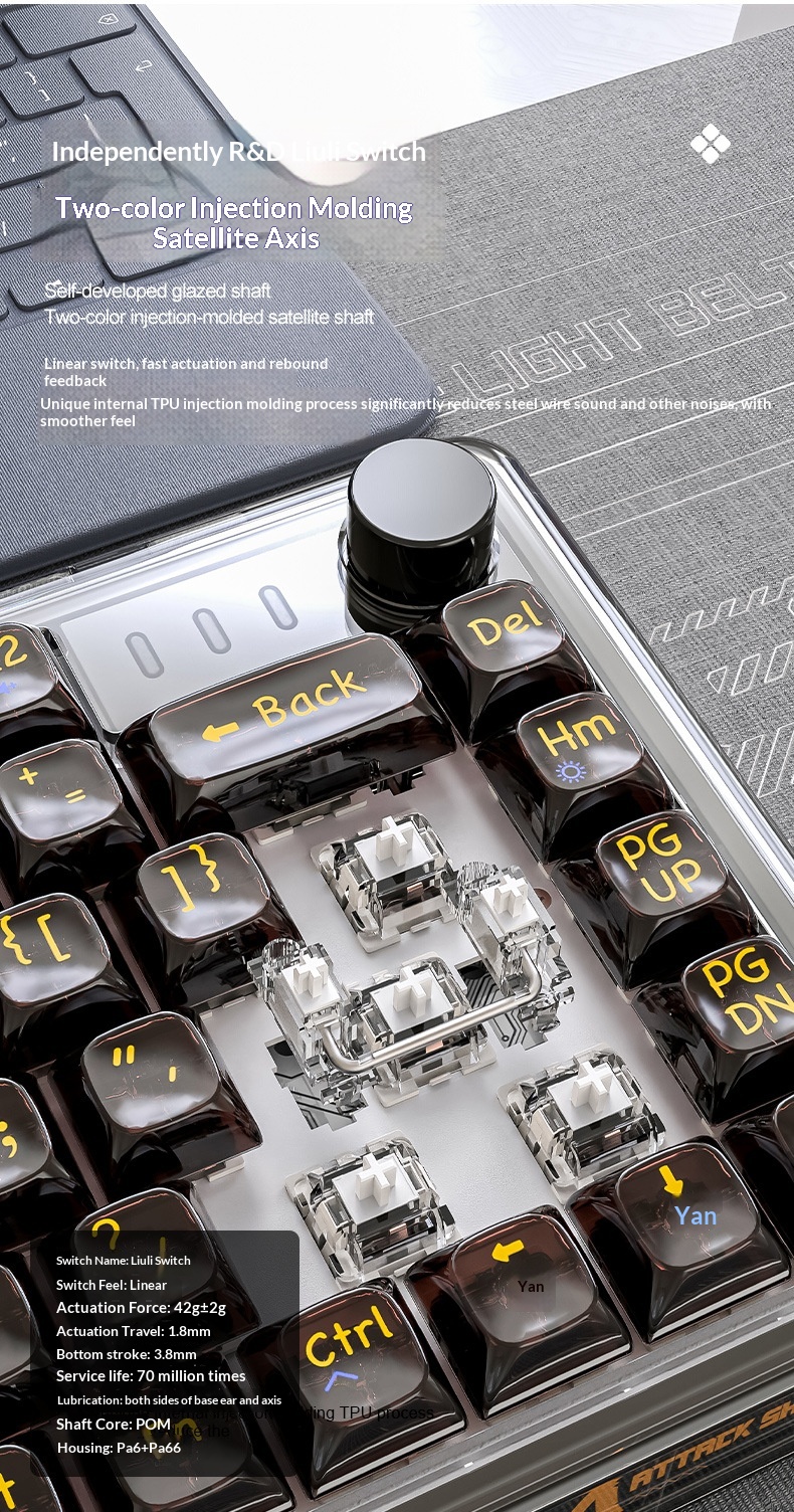 Teclado mecánico inalámbrico Bluetooth Attack Shark K75RGB con junta transparente e intercambiable en caliente_voghion.com