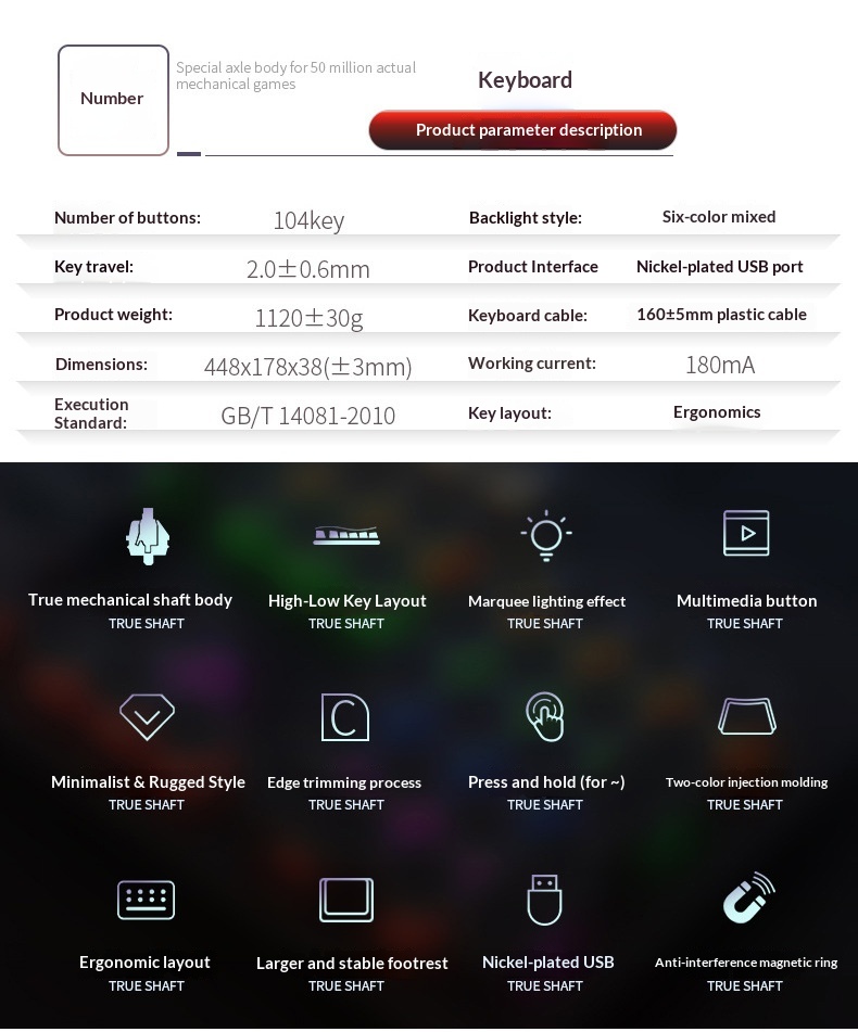 Silver Eagle Summoner True Mechanical Keyboard, Swappable Switches, Gaming Green Switch, Punk Style, Wired USB,_voghion.com