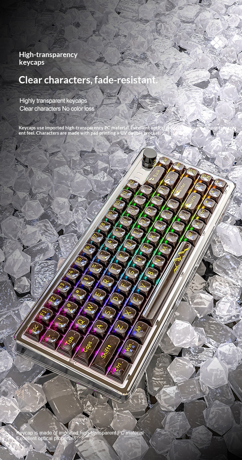 Teclado mecánico inalámbrico Bluetooth Attack Shark K75RGB con junta transparente e intercambiable en caliente_voghion.com