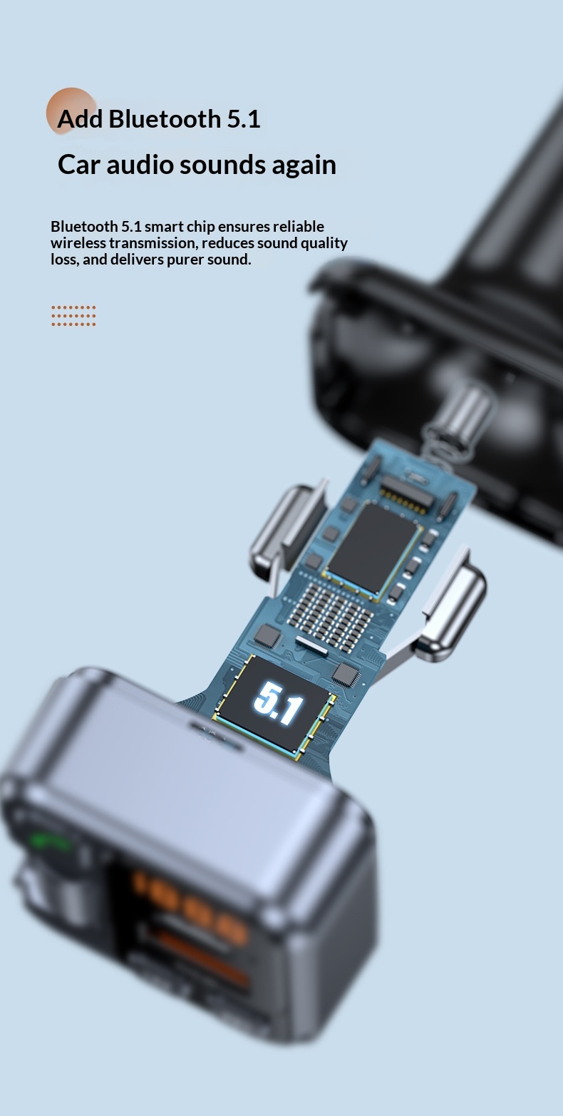 Bluetooth bilsæt med mp3 afspiller og hurtigoplader_voghion.com