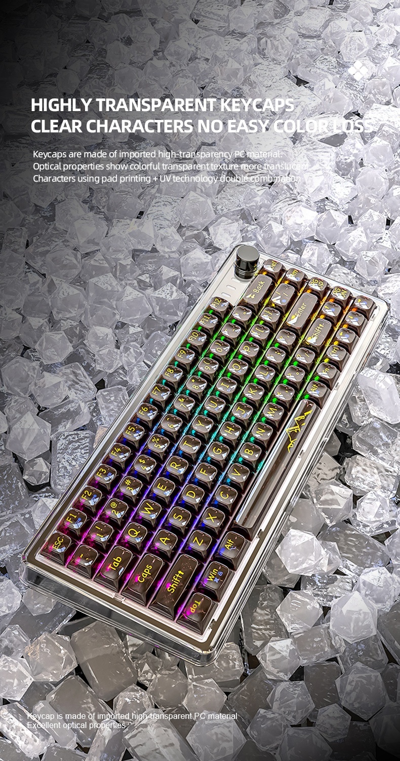 Teclado mecánico inalámbrico Bluetooth Attack Shark K75RGB con junta transparente e intercambiable en caliente_voghion.com