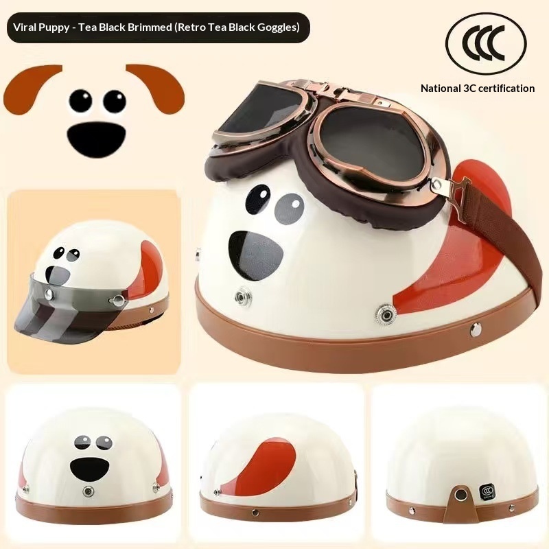 3C-gecertificeerde cartoonhond elektrische fiets Half Four Seasons unisex koppel Harley veiligheidshelm schattig stijlvol_voghion.com