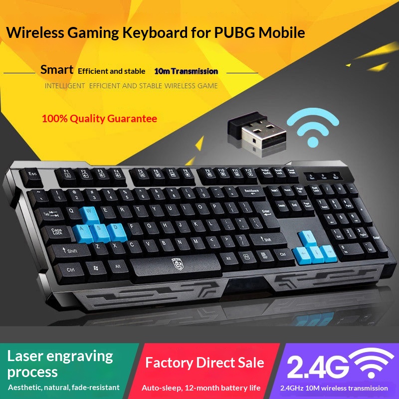 Tastiera wireless per computer Deyilong con sensazione meccanica, batteria silenziosa a basso rumore, per uso domestico_voghion.com