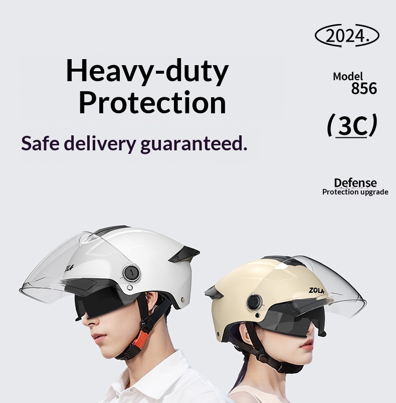 Half Helmet For Electric Motorcycle With Double Visor Certified_voghion.com