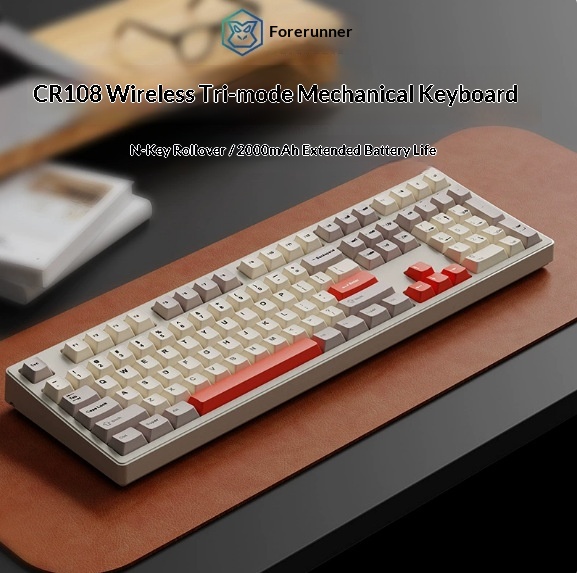 Forerunner Cherry CR108 Mechanical Keyboard Wireless Bluetooth Tri-Mode Gaming Computer Office High Aesthetic_voghion.com