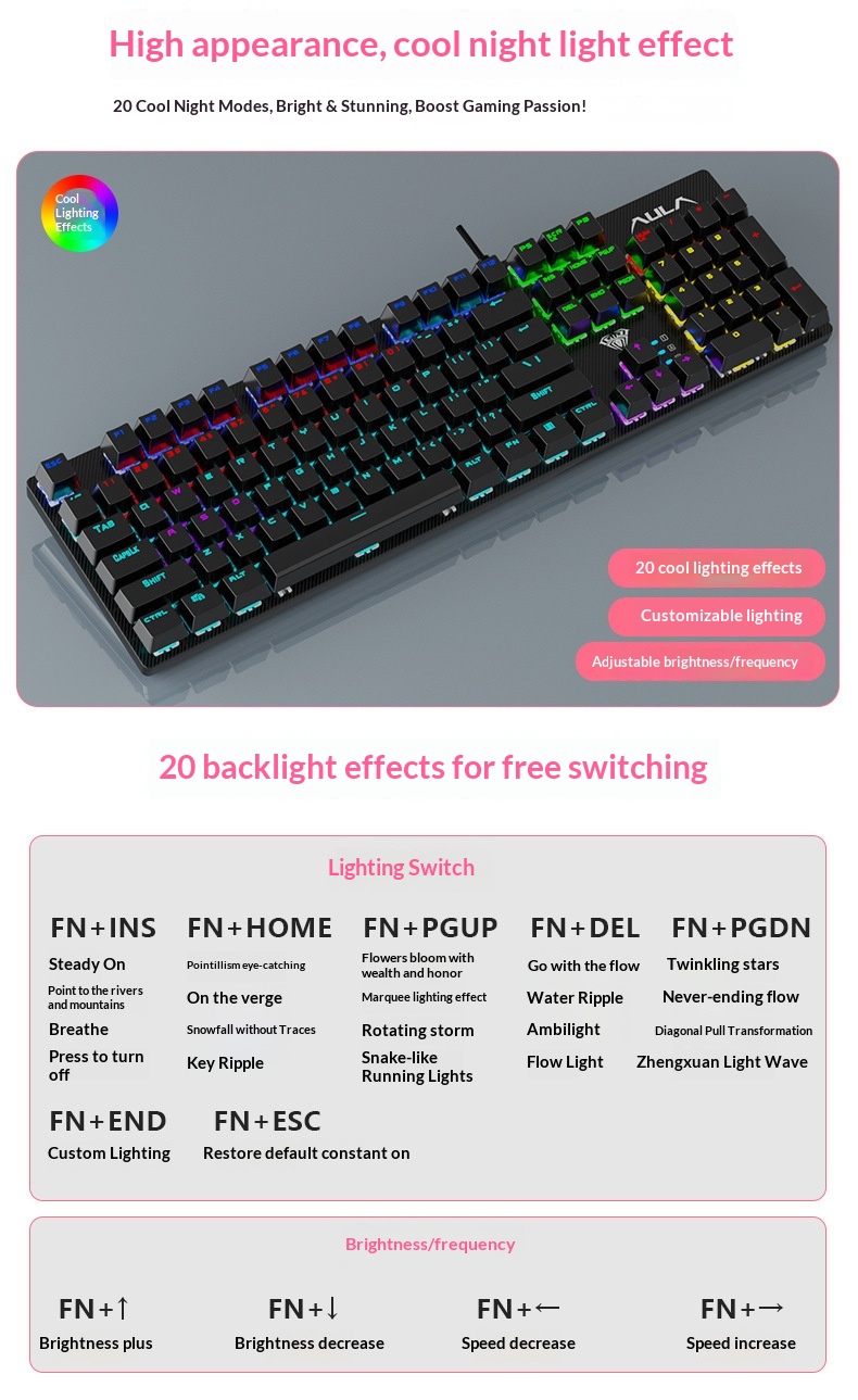 Tastiera USB luminosa Wolf Spider S2022 Meccanica Verde Axis per computer desktop e portatili, ideale per giochi e-sport._voghion.com