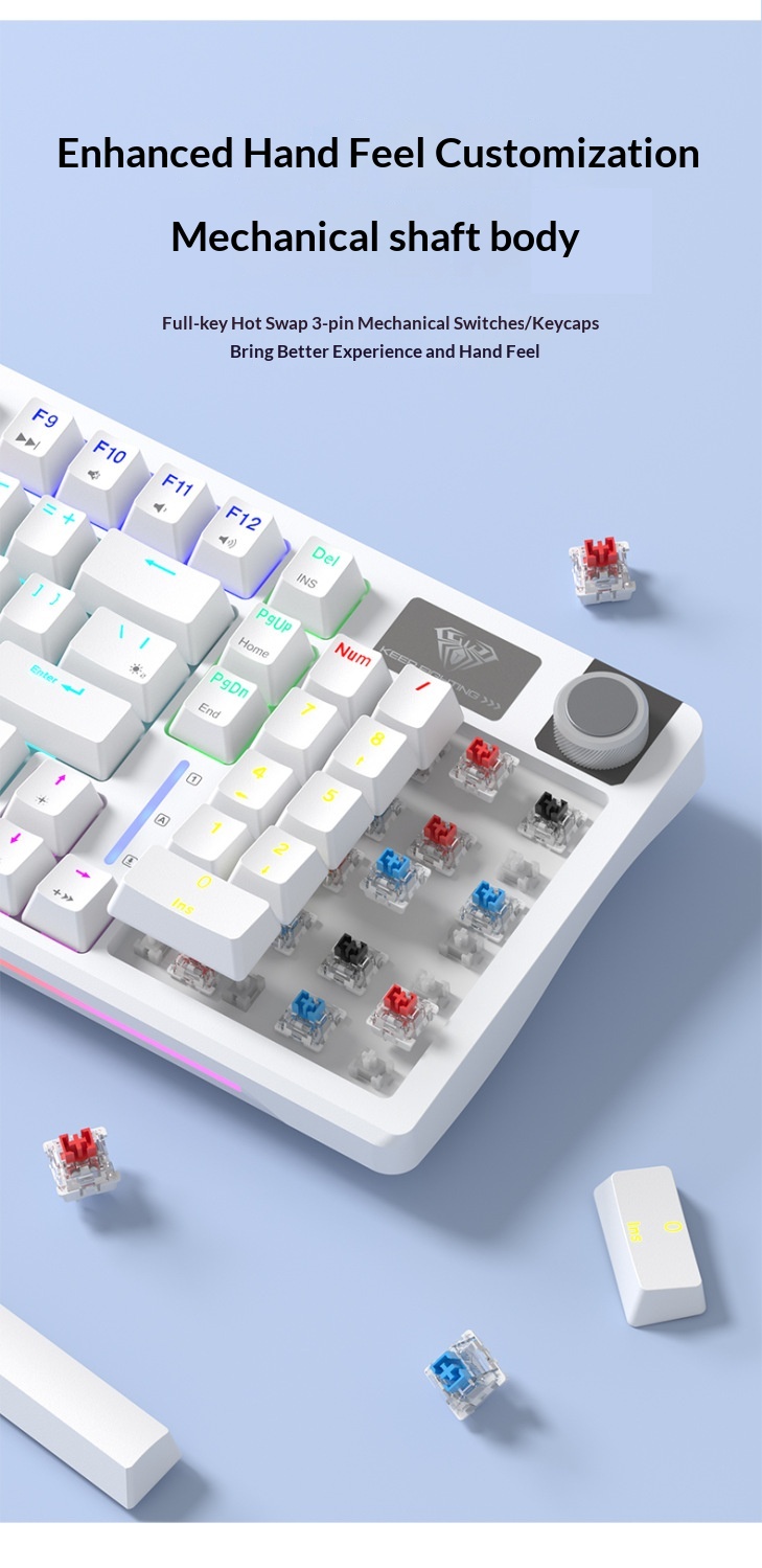 Teclado mecánico, con cable, inalámbrico, Bluetooth, intercambiable en caliente, apto para distribución de 98 teclas, estructura de junta, disponible para_voghion.com