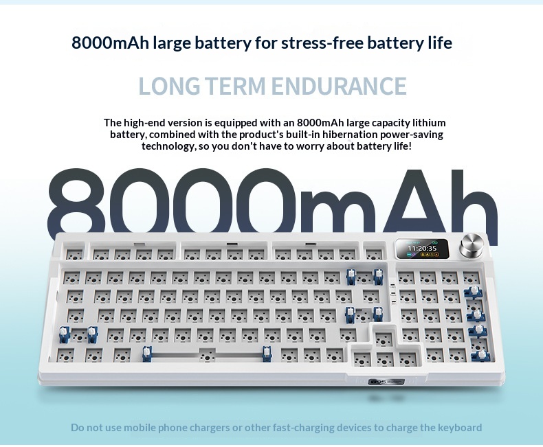 Srebrny Eagle 95D, trójtrybowy, mechaniczny, z bocznym nadrukiem gradientowym, dwukolorowy, wtryskowy, bezprzewodowy, Bluetooth 98 RGB, przewodowy_voghion.com