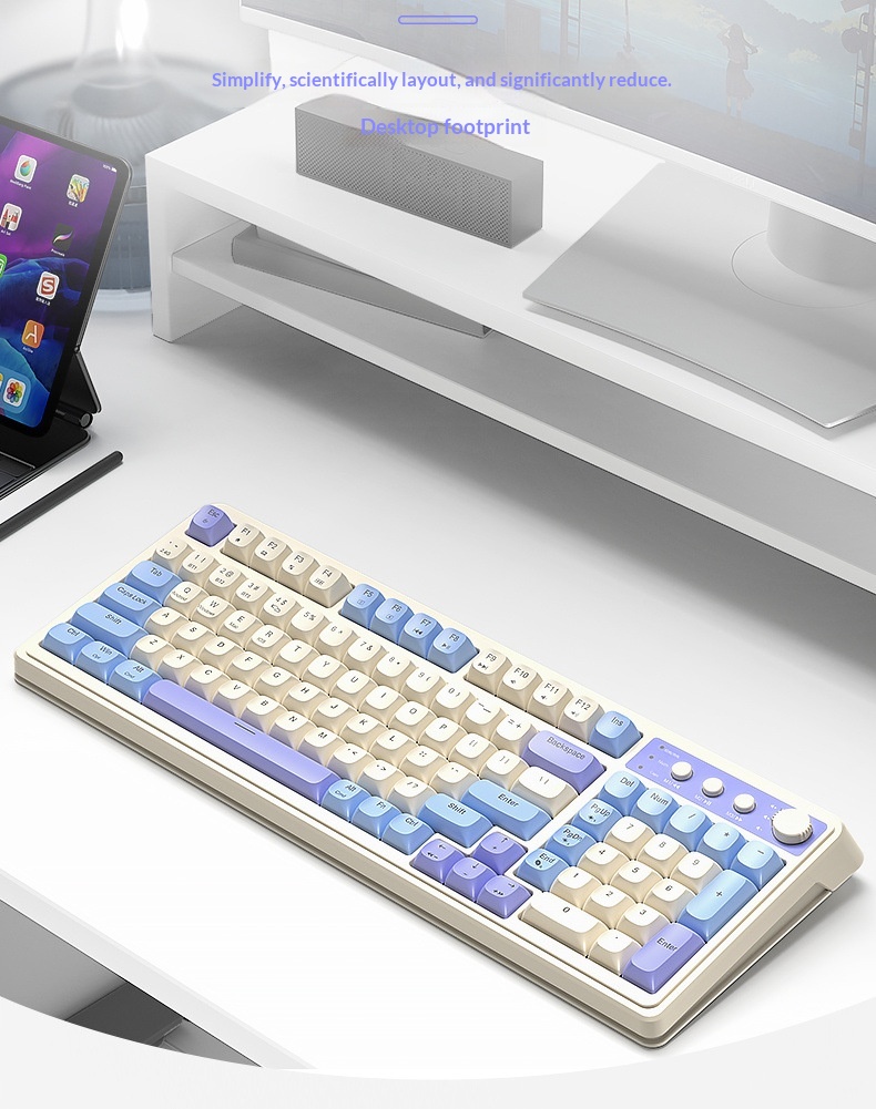 Teclado inalámbrico Bluetooth de tres modos, de alta calidad, para juegos, oficina y escritura, compatible con ordenadores de sobremesa y portátiles. Recargable._voghion.com