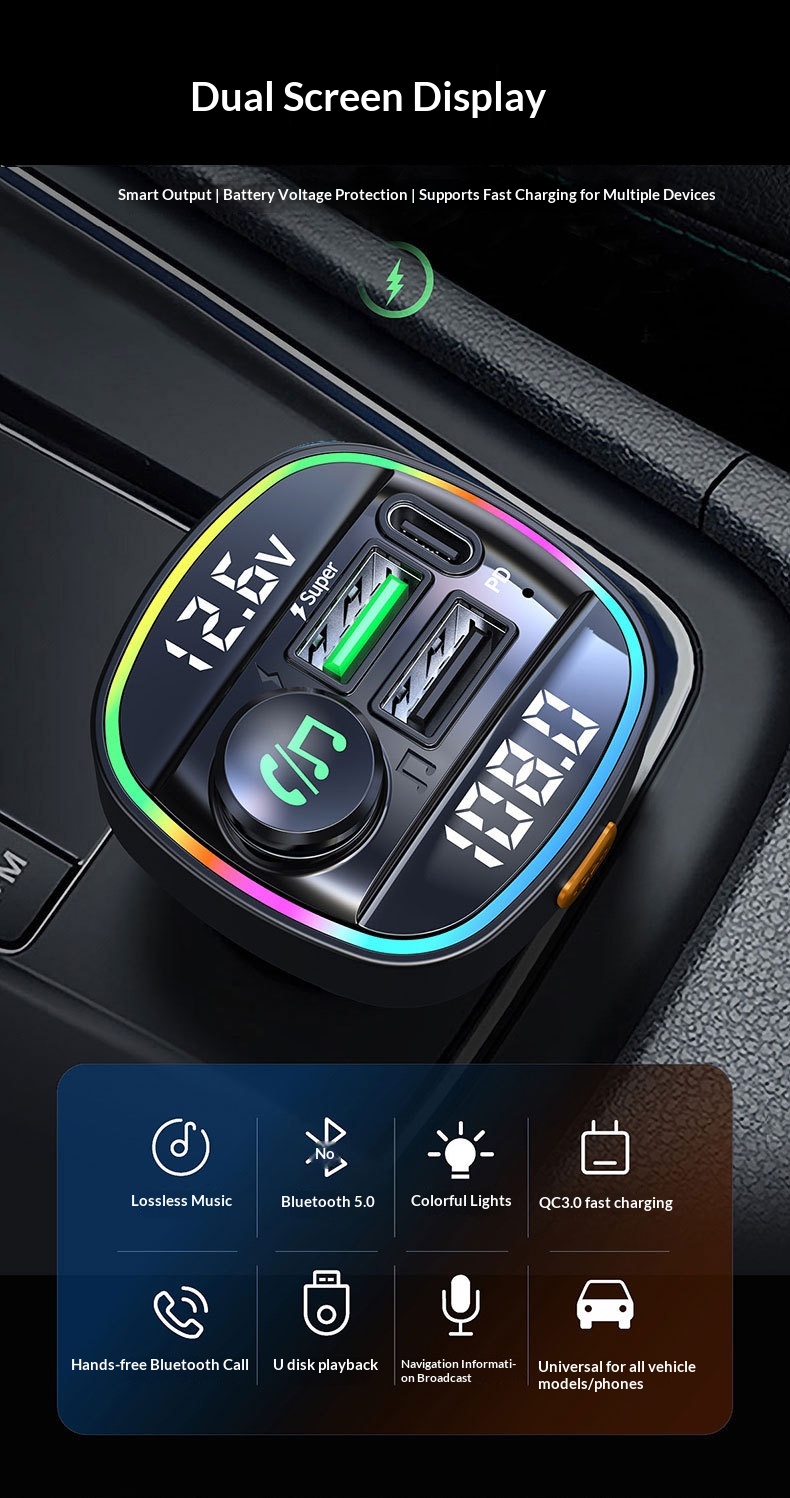 Bluetooth carkit voor auto met snellaadfunctie_voghion.com